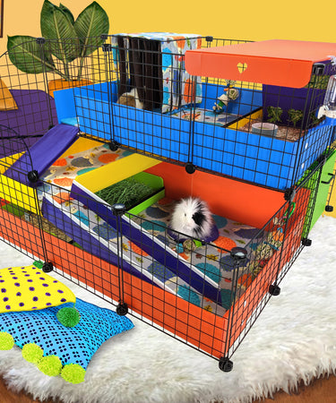promotional slider showing a colorful c&c guinea pig cage