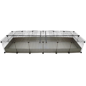 Jumbo silver covered C&C guinea pig cage with black grids and connectors