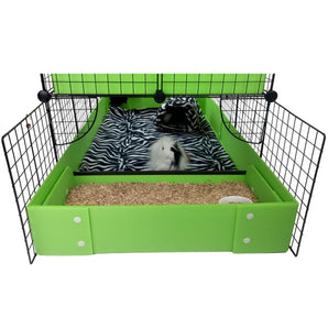 Accessing a green C&C guinea pig cage with an open french door kit