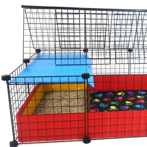 Light blue undercover canopy in a covered red C&C guinea pig cage