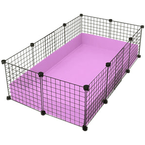 Medium pink C&C guinea pig cage with black grids and connectors