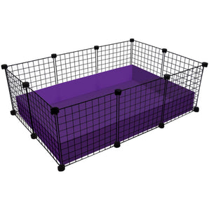 Small purple C&C guinea pig cage with black grids and connectors