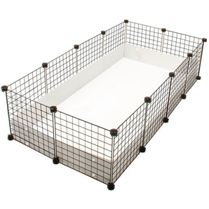 Large white C&C guinea pig cage with black grids and connectors