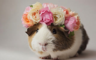 cute guinea pig with flowers on their head