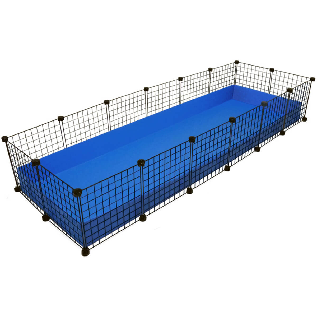Jumbo Royal Blue C&C guinea pig cage with black grids and connectors