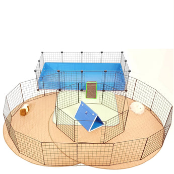 Custom floor time setup for c&c guinea pig cages