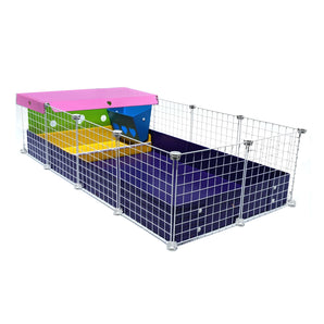 Starter kit with a purple C&C guinea pig cage and colorful kitchen suite