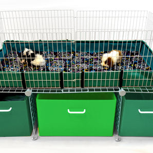 c&c guinea pig cage stand with green storage bins 