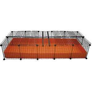 XL orange covered C&C guinea pig cage with black grids and connectors