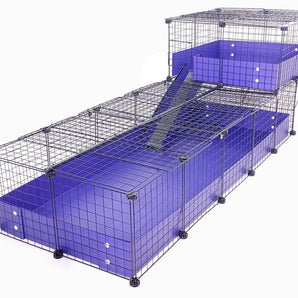 Covered Purple c&c guinea pig cage with an offset wide loft