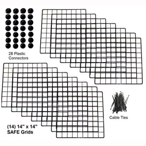 14 black grids, 28 black connectors and cable ties for a XL C&C guinea pig cage