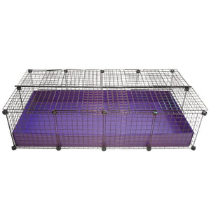 Large purple C&C guinea pig cage and cover with black grids and connectors