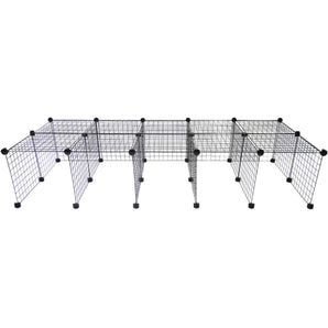 Black grids with connectors making a stand for a C&C guinea pig cage