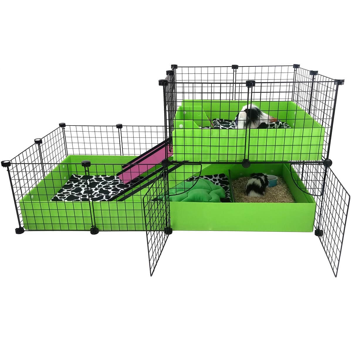 French door kit allowing access to a green C&C guinea pig cage