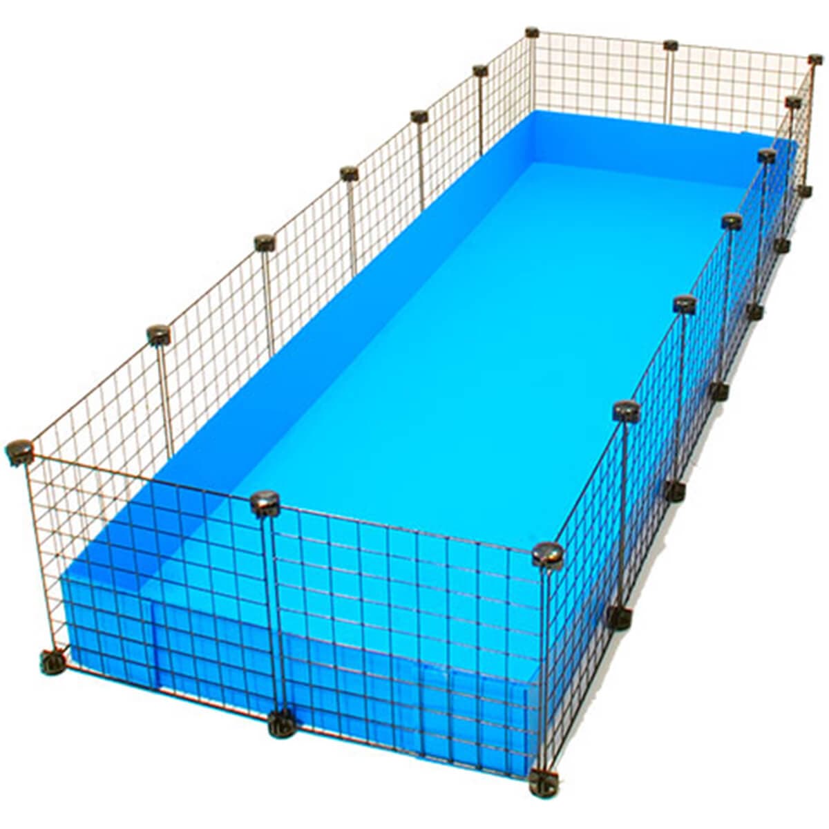 Jumbo light blue C&C guinea pig cage with black grids and connectors