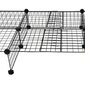 Black grids and half grids with connectors making a stand for a C&C guinea pig cage