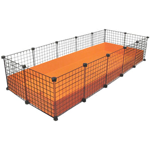 XL orange C&C guinea pig cages with black grids and connectors