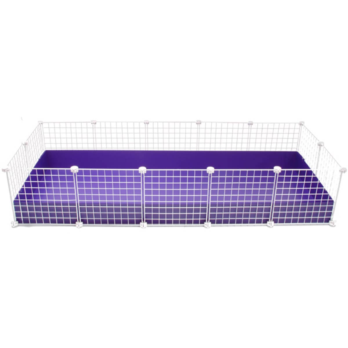 XL purple C&C guinea pig cage with white grids and connectors