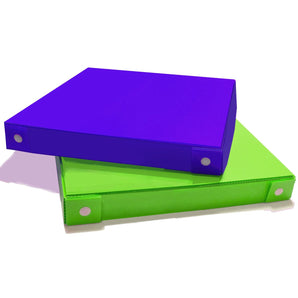 Purple and Lime Bin covers for wide storage bins
