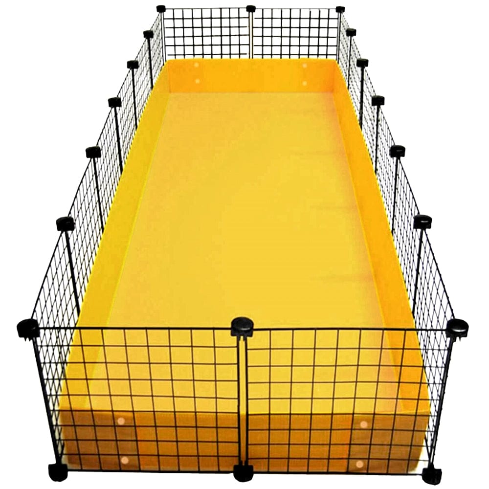 Jumbo yellow C&C guinea pig cage with black grids and connectors