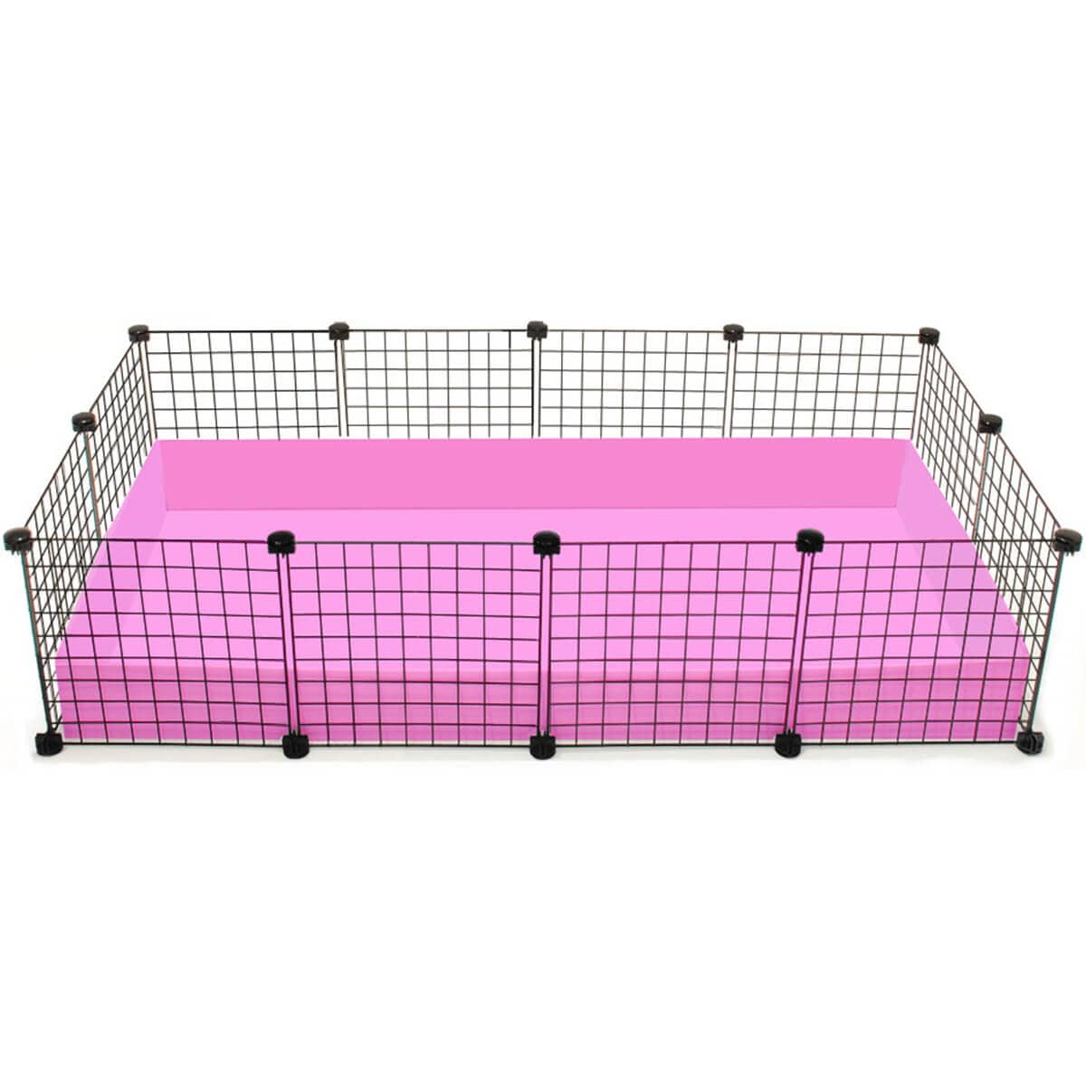 Large pink C&C guinea pig cage with black grids and connectors