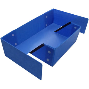 Light blue coroplast base for a narrow loft loop with black edgers