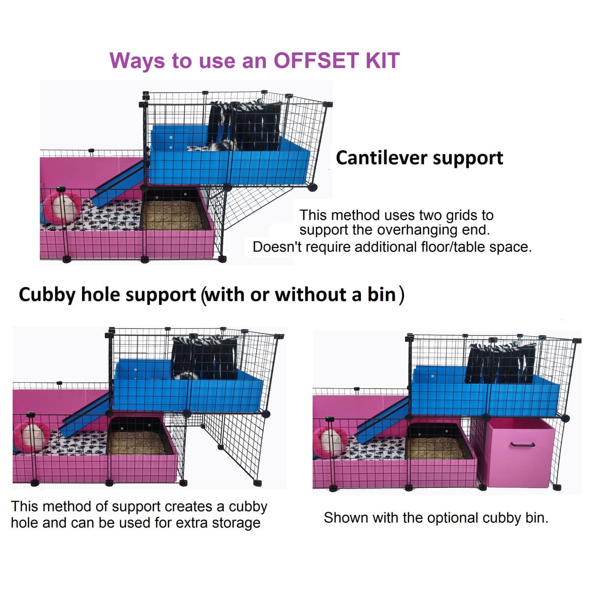 Custom C&C guinea pig cage setup to show an offset loft