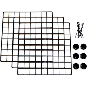 black grids, connectors, and zip ties for c&c guinea pig cages