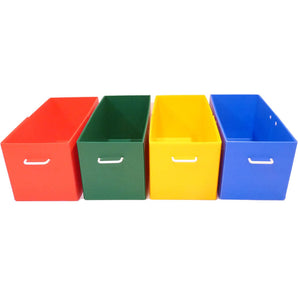 Four colorful standard storage bins for use with a stand and C&C guinea pig cage
