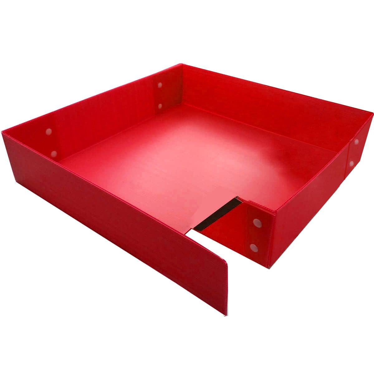 Red coroplast base for a wide loft inset