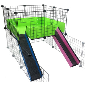 Lime Loop Loft with colorful ramps designed for a C&C guinea pig cage